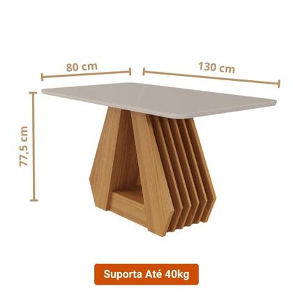 Imagem de Mesa De Jantar Tampo Vidro/Mdf 130X80Cm Retangular 4 Lugares Agata Cimol