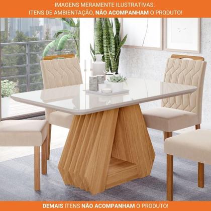 Imagem de Mesa De Jantar Tampo Vidro/Mdf 130X80Cm Retangular 4 Lugares Agata Cimol