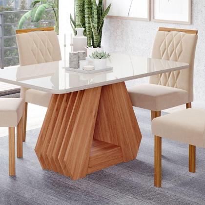 Imagem de Mesa De Jantar Tampo Vidro/Mdf 130X80Cm Retangular 4 Lugares Agata Cimol