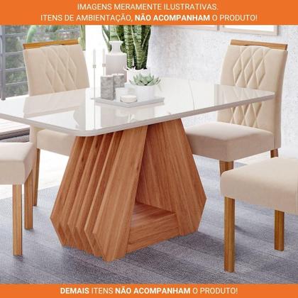 Imagem de Mesa De Jantar Tampo Vidro/Mdf 130X80Cm Retangular 4 Lugares Agata Cimol