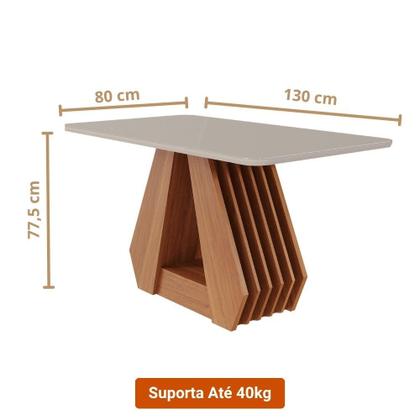 Imagem de Mesa De Jantar Tampo Vidro/Mdf 130X80Cm Retangular 4 Lugares Agata Cimol
