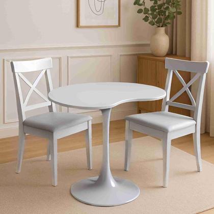 Imagem de Mesa De Jantar Tulipa Saarinen Organica Malu 80cm Laca Cinza