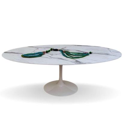 Imagem de Mesa De Jantar Tulipa Saarinen Oval 198x122cm Testurizado Marmore