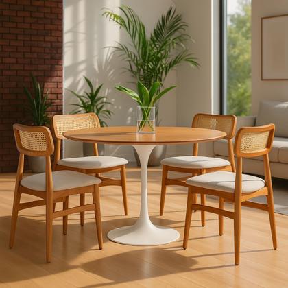 Imagem de Mesa de Jantar Tulipa Saarinen Redonda 110 cm Tampo Freijó