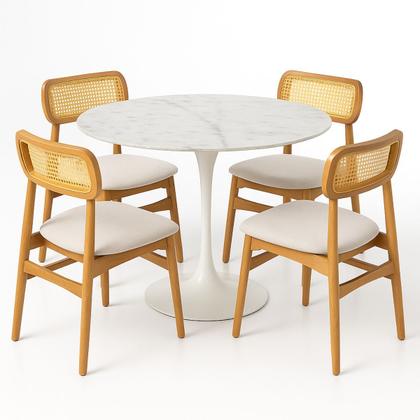 Imagem de Mesa de Jantar Tulipa Saarinen Redonda 90 cm Mármore Branco Extra