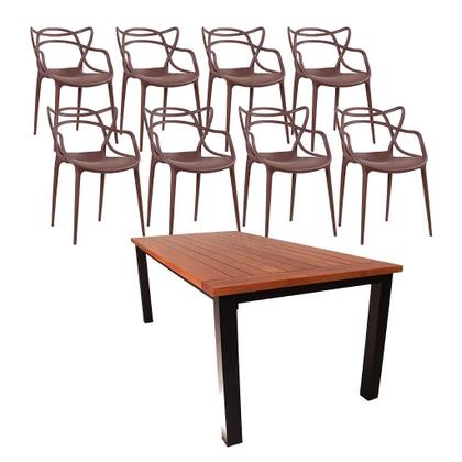 Imagem de Mesa de Jantar Turmalina 2m Madeira + 8 Cadeiras Alegra Polipropileno