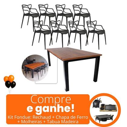 Imagem de Mesa de Jantar Turmalina 2m Madeira + 8 Cadeiras Alegra Polipropileno