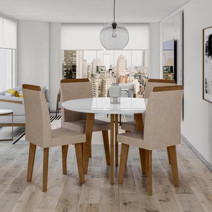 Imagem de Mesa de jantar turmalina com vidro 4lugares off white