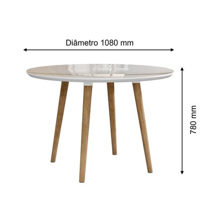 Imagem de Mesa de jantar turmalina com vidro 4lugares off white