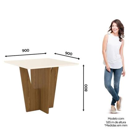 Imagem de Mesa de Jantar Vértice 90 cm Ambiente Canto Reto sem Vidro Nature Off White  Henn