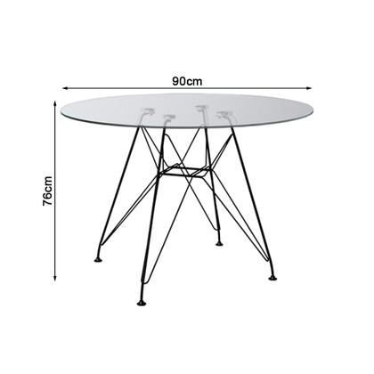 Imagem de Mesa de Jantar Vidro Redonda 90cm Eames Eiffel com 4 Poltronas Brancas Ferro Preto