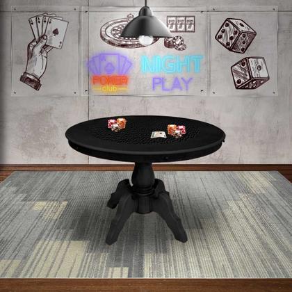 Imagem de Mesa de Jogos Carteado Montreal 6 Lugares Redonda Tampo Reversível com Gavetas e Porta Copos Preto Fosco G36 - Gran Belo