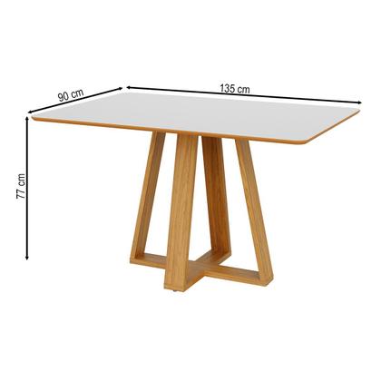 Imagem de Mesa de Madeira 135 Cm 100% Mdf Tm86 Off White/Freijó - Dalla Costa