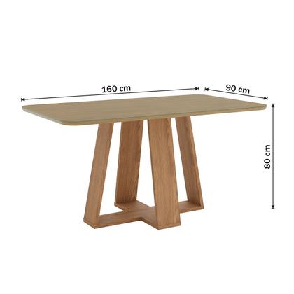 Imagem de Mesa de Madeira Lins 160 Cm com Vidro Nature - Henn