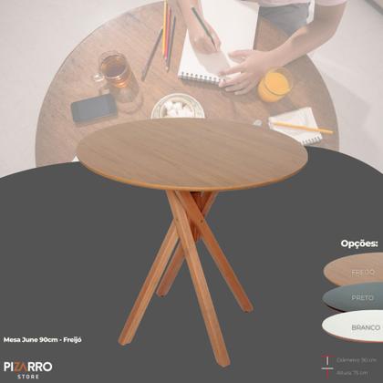 Imagem de Mesa de Madeira Redonda D90cm x A75cm Jantar Café Varanda - June