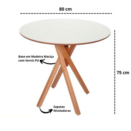 Imagem de Mesa de Madeira Redonda D90cm x A75cm Jantar Café Varanda - June