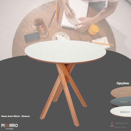 Imagem de Mesa de Madeira Redonda D90cm x A75cm Jantar Café Varanda - June