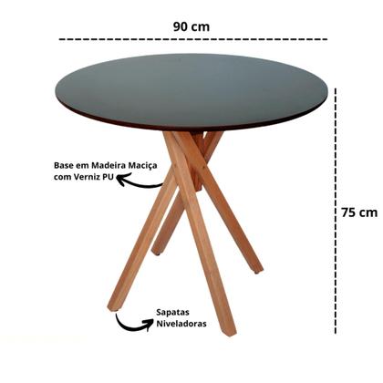 Imagem de Mesa de Madeira Redonda D90cm x A75cm Jantar Café Varanda - June