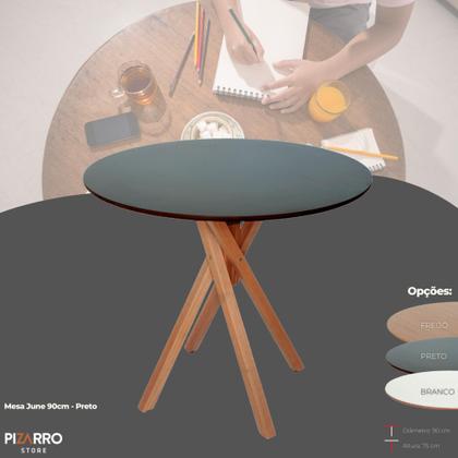 Imagem de Mesa de Madeira Redonda D90cm x A75cm Jantar Café Varanda - June