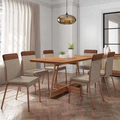 Imagem de Mesa de Madeira Retangular Copa e Cozinha 6 Lugares Portofino Carraro 76x160x90cm