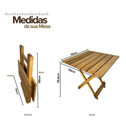 Imagem de Mesa de Madeira Rústica Dobrável - Vereda