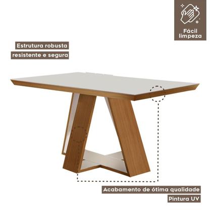 Imagem de Mesa de Madeira Viena 120cm com Vidro Cinamomo/Off White - Lj Móveis