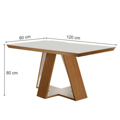 Imagem de Mesa de Madeira Viena 120cm com Vidro Cinamomo/Off White - Lj Móveis