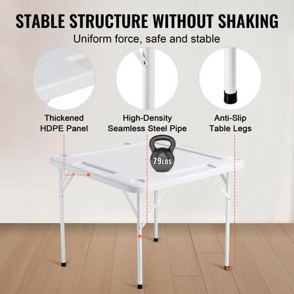 Imagem de Mesa de Mahjong VEVOR Square dobrável para 4 jogadores com porta-copos