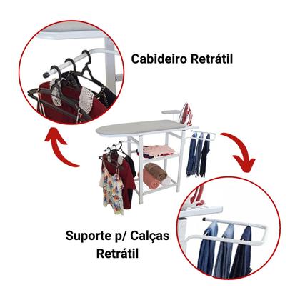 Imagem de Mesa De Passar Completa Multiuso Com Porta Calça Cabide Grades Passa Mangas e Porta Ferro