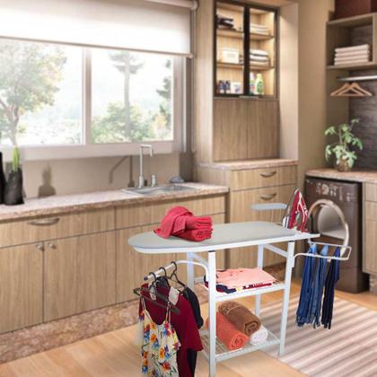 Imagem de Mesa De Passar Completa Multiuso Com Porta Calça Cabide Grades Passa Mangas e Porta Ferro