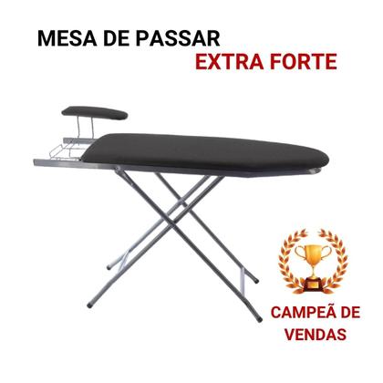 Imagem de Mesa de passar roupa extra forte c/ passa mangas prata - utilaço