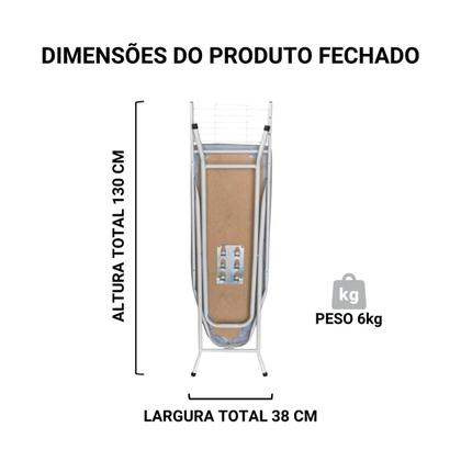 Imagem de Mesa de Passar Roupas Extra Forte com Passa Mangas Passadeira Tábua Dobrável em Aço - Someway