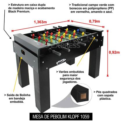 Imagem de Mesa de Pebolim Elite Premium com Varões Embutidos e Bonecos em Plástico - KLOPF - Cód.1059