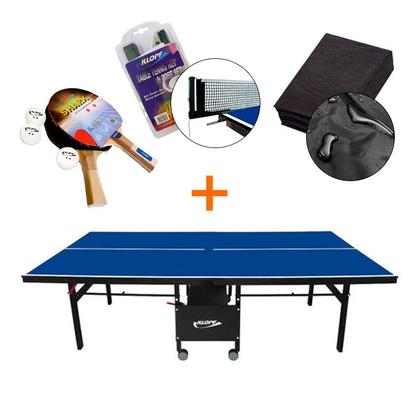 Imagem de MESA DE PING PONG MDF 18mm 1084 KLOPF + Kit Raquetes e Bolinhas 5055 + Rede 5034 + Capa p/ Mesa Fechada