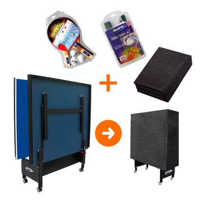 Imagem de MESA DE PING PONG MDF 18mm 1084 KLOPF + Kit Raquetes e Bolinhas 5055 + Rede 5034 + Capa p/ Mesa Fechada