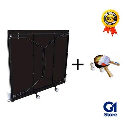 Imagem de MESA DE PING PONG MDP 15mm 1087 KLOPF COR PRETA C/ RODAS, SUPORTE E REDE + KIT Raquetes e Bolinhas 5055