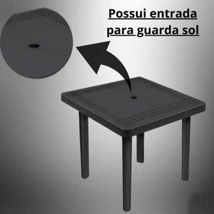 Imagem de Mesa de Plástico Quadrada 90cm Preta Desmontável
