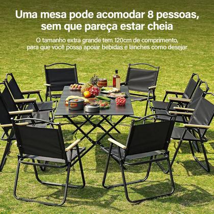 Imagem de Mesa de Praia Acampamento Pesca Piscina Churrasco Reforçada Dobrável Até 50Kg Portátil Bolsa de Transporte