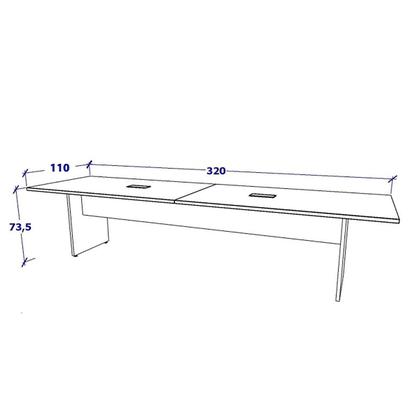 Imagem de Mesa de Reunião Cinza 3,20m x 1,10m 2 Caixas de Tomadas F5