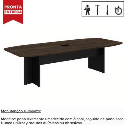 Imagem de Mesa de Reunião Diretoria ABAULADA - 2,40x1,20m - WORKSTART - MARSALA/PRETO  - 21015
