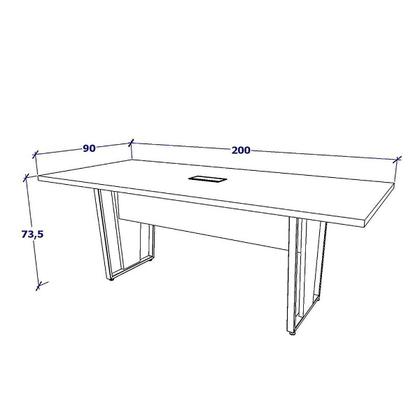 Imagem de Mesa de Reunião Escritório Pés Metal Cinza 200cm F5 Office