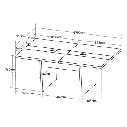Imagem de Mesa de Reunião Modular Artany Y37 Cor Nogal com Preto