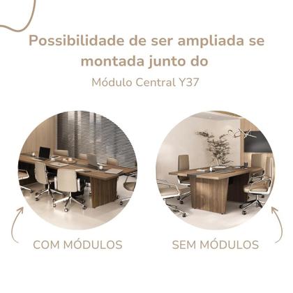 Imagem de Mesa de Reunião Modular Artany Y37 Cor Nogal com Preto