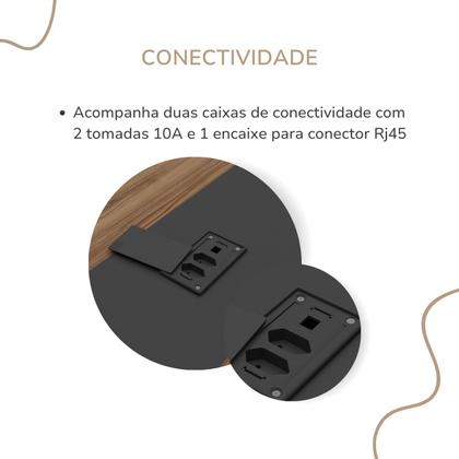 Imagem de Mesa de Reunião Modular para Escritório em Tamburato 50mm com Caixa de Tomada e Tampo em Tamburato