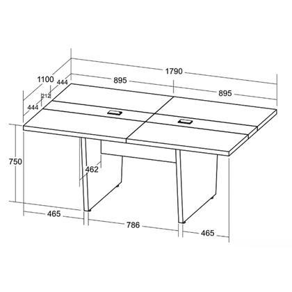 Imagem de Mesa de Reunião Modular para Escritório em Tamburato 50mm com Caixa de Tomada e Tampo em Tamburato