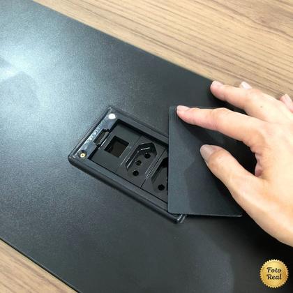 Imagem de Mesa de Reunião Modular para Escritório em Tamburato 50mm com Caixa de Tomada e Tampo em Tamburato