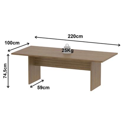 Imagem de Mesa de Reunião para Escritório 220 Cm Me4190 Amêndoa - Tecno Mobili