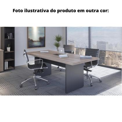 Imagem de Mesa de Reunião Retangular 200 x 90 cm Pé Painel PE40 em MDP Cor Walnut Base Preta