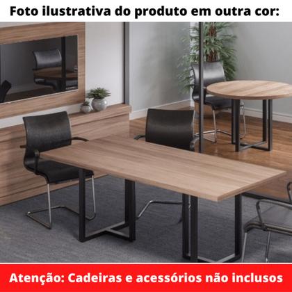 Imagem de Mesa de Reunião Retangular 260 x 120 cm Pé Tubular PE25 em MDP Cor Noce Naturalle Base Branca