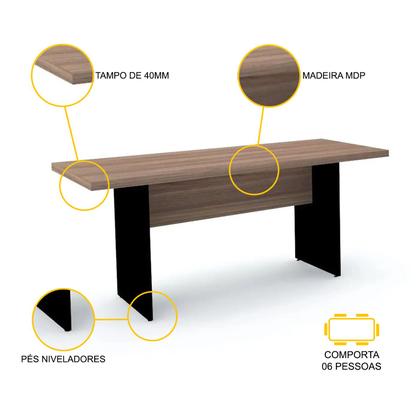 Imagem de Mesa de reunião retangular pandin pe40 - walnut